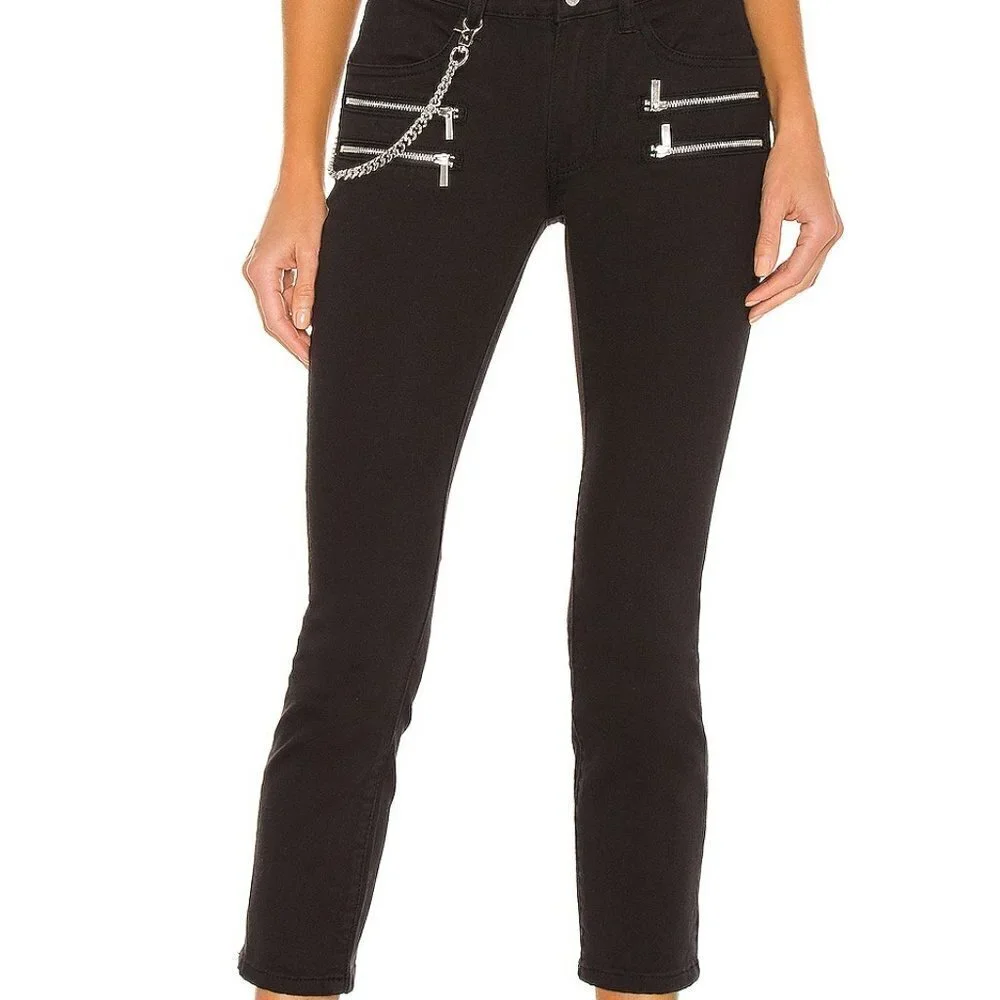 WeWoreWhat Rocker Low Rise Black Straight Leg Jeans NWT Size 26